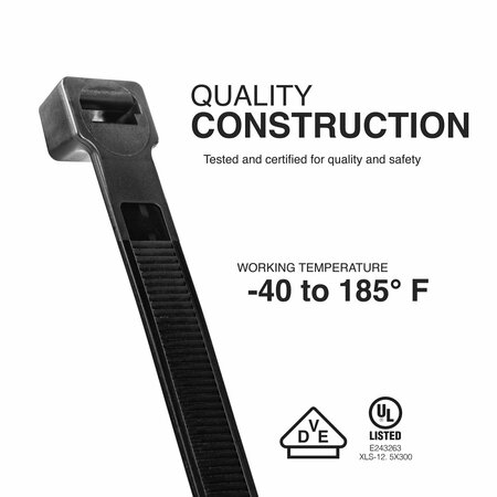 Tr Industrial Ultra Heavy Duty Multi-Purpose UV Cable Ties 100-Piece, 250 lbs. Tensile Strength, 11.8in, Black TR88503-2PK